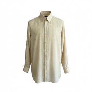 Bocci Vintage Men's Shirt 100% Silk Disco Tone on Tone Stripe Size Medium